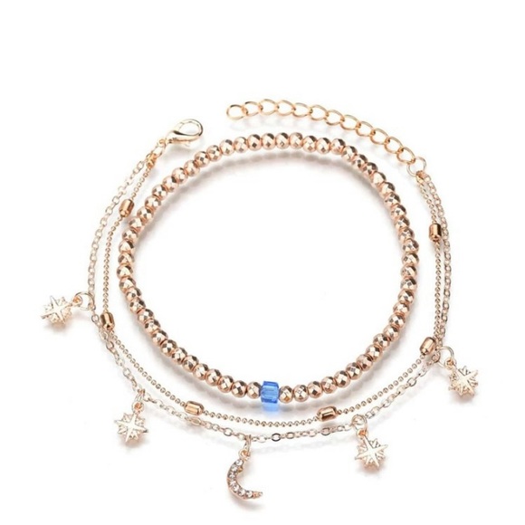 3/$30 Star & Moon 3pc Anklet - Picture 2 of 3